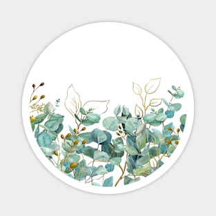 Eucalyptus Leaves  Greenery Watercolor Art Magnet